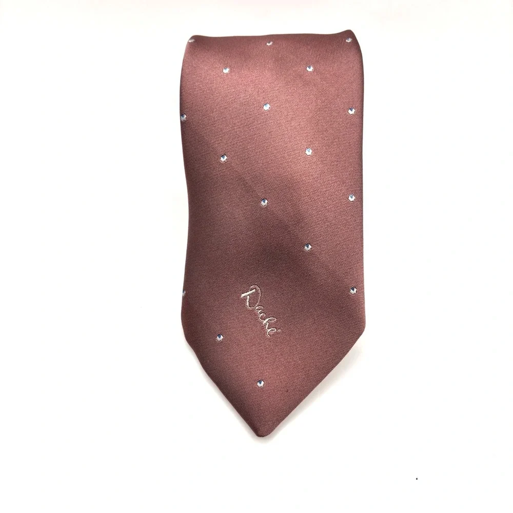 Vintage Lilly Dache Silk Tie Embroidered Dusty Pink Gray Blue 56.5 in USA